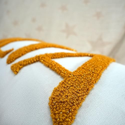 Miniatura 3 de Golden Embroidered Punch Needle Pillow, Handmade Gift, Kid Room Home Decor, Custom Name Pillow Cover, Personalized Baby Gift Nursery Decor