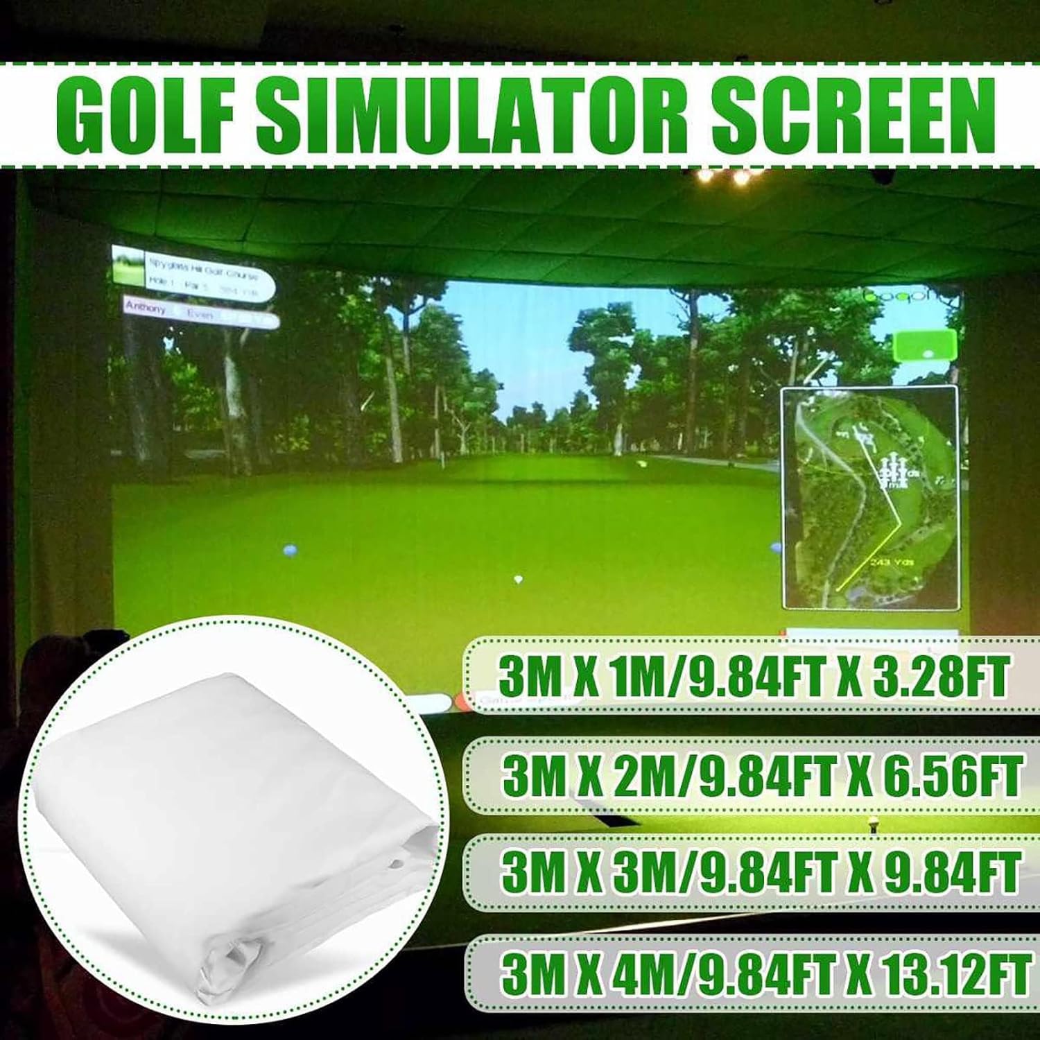 Innen-Golf-Simulator-Projektionsleinwand für Golftraining, Golfschläger-Projektor, Innen-Golfschläger-Projektion
