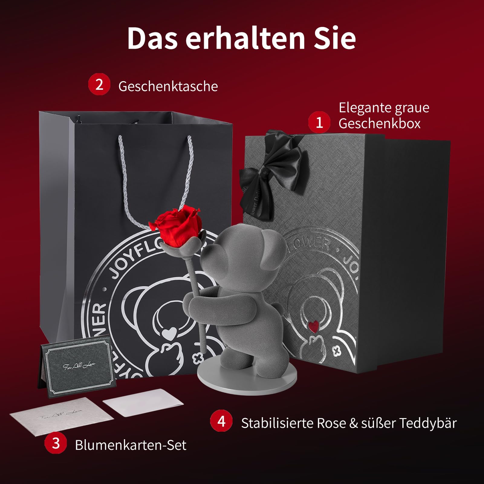 JoyFlower Blumen und hübsche teddybären retten, Ewigkeit mit echten Rosen romantischen geschenken und eleganten ehefrauen, Frauen, Valentinstag, Geburtstage, Hochzeiten, hochzeitstage