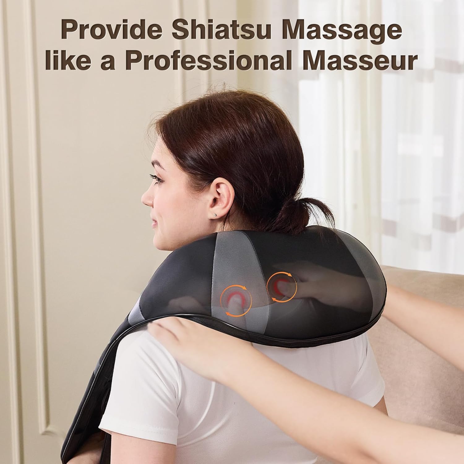 Neck Massager with Heat - Back and Neck Massager for Pain Relief Deep Tissue Shiatsu Kneading Massage Pillow, Neck and Shoulder Massager, Gifts for Men Women Mom Dad (Not Cordless)