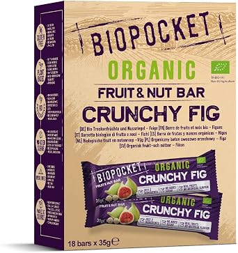 Biopocket Organic Fruit and Nut Bars, Crunchy Fig (18 x 35g)