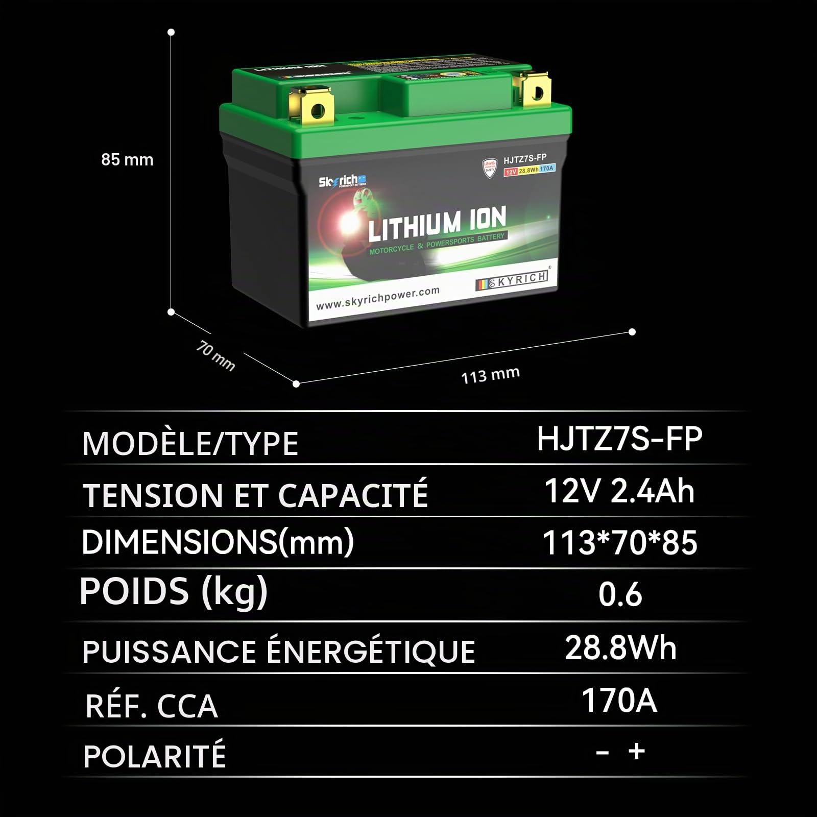 Batterie Skyrich Lithium HJTZ7S-FP