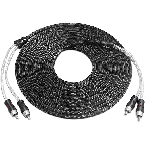 RECOIL PCI217 Premium 99.99% Oxygen Free Copper 17ft 2-Channel RCA Audio Interconnects Cable, Double Shielded with Noise Reduction