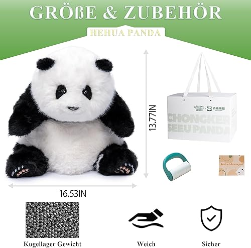 Miniatura 7 de Chongker Weighted Stuffed Animals,4.6LB Weighted,Realistic Handmade Stuffed Giant Panda Plush,Lifelike Panda Plush (Panda Sitting)
