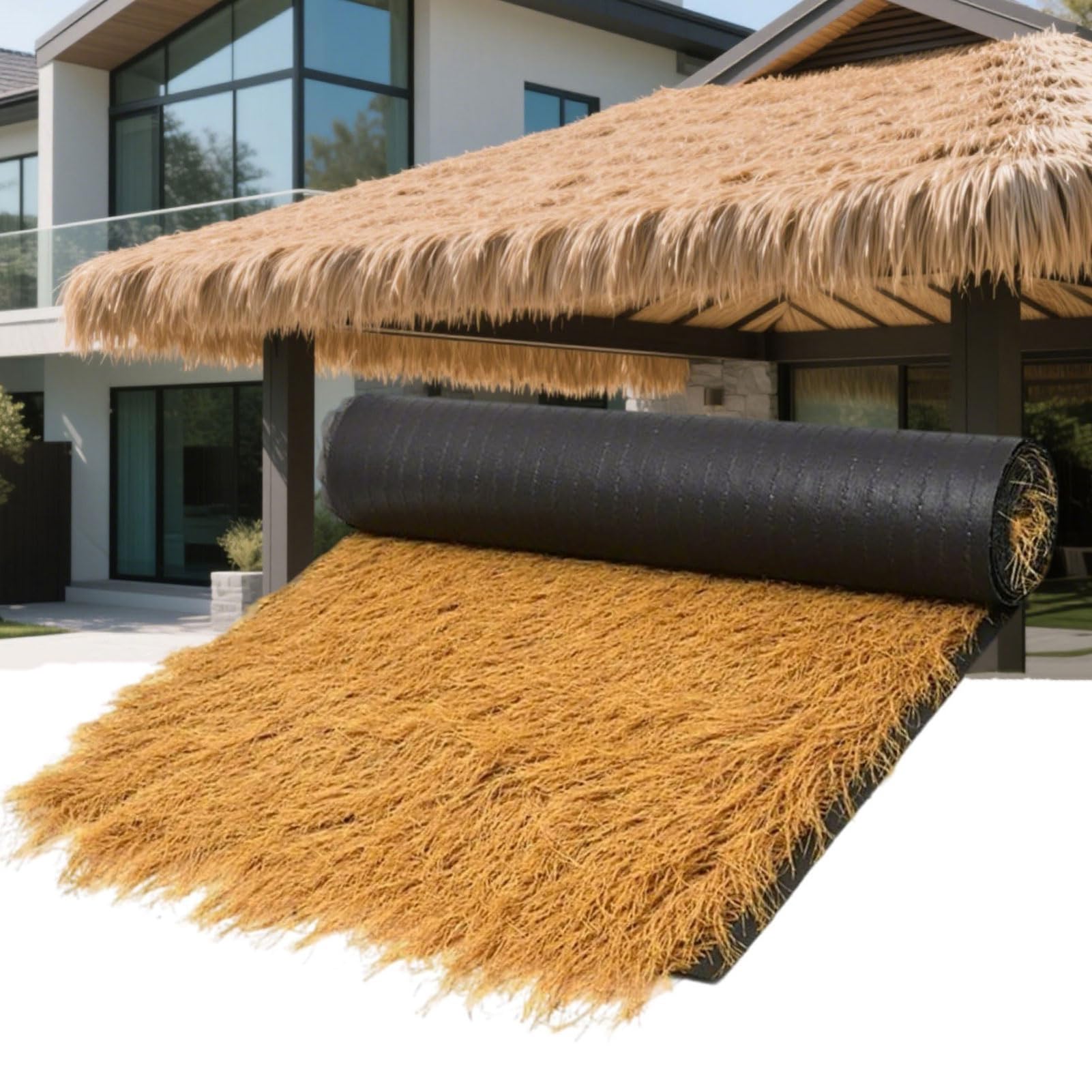 Toiture en chaume synthétique rouleau paille mexicaine artificielle palapa herbe 1x10M