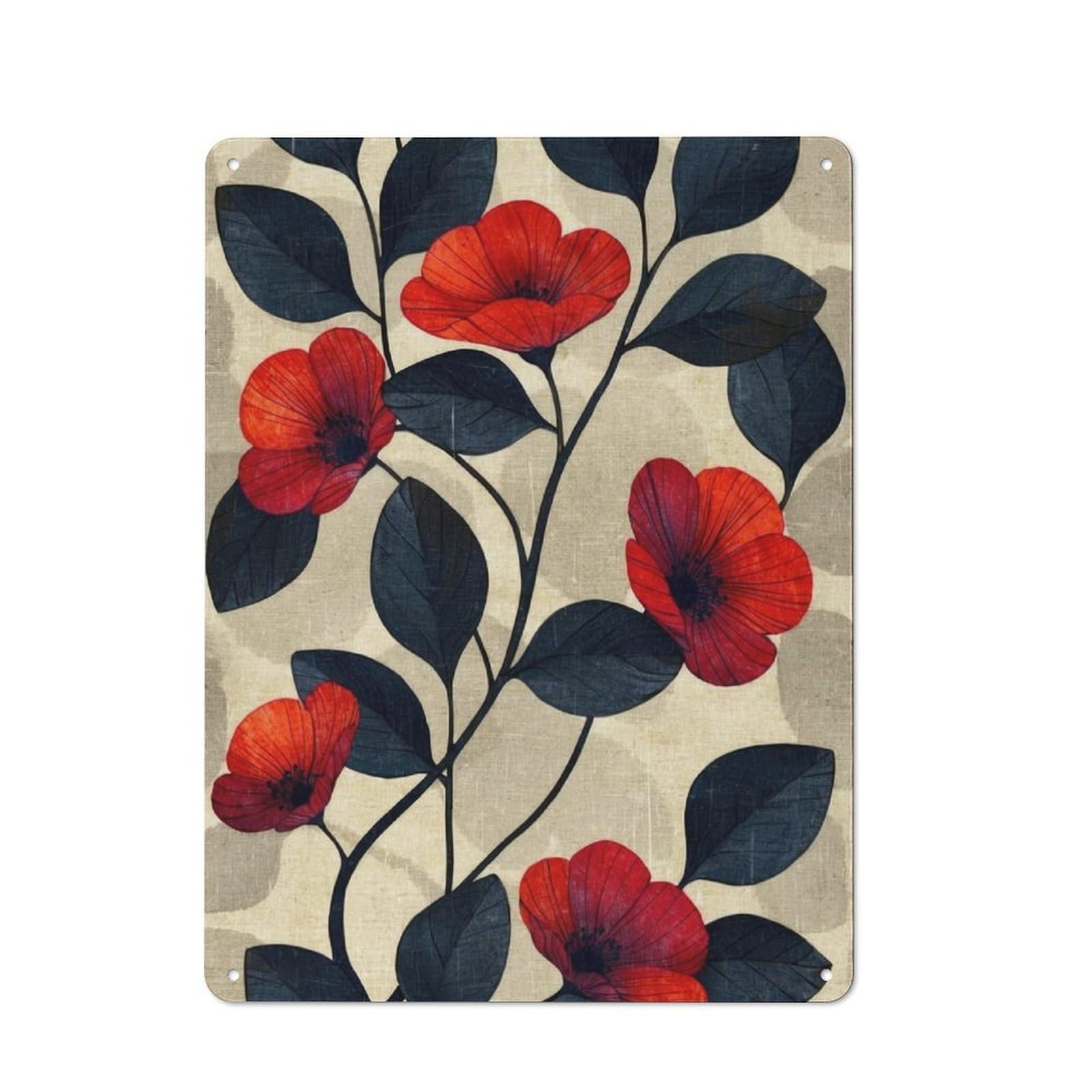 Junmoney Vintage Red Poppies Metal Plaque 40X30cm With For Pub Or Café, Rustic Decor, For Pub Decor Enthusiasts