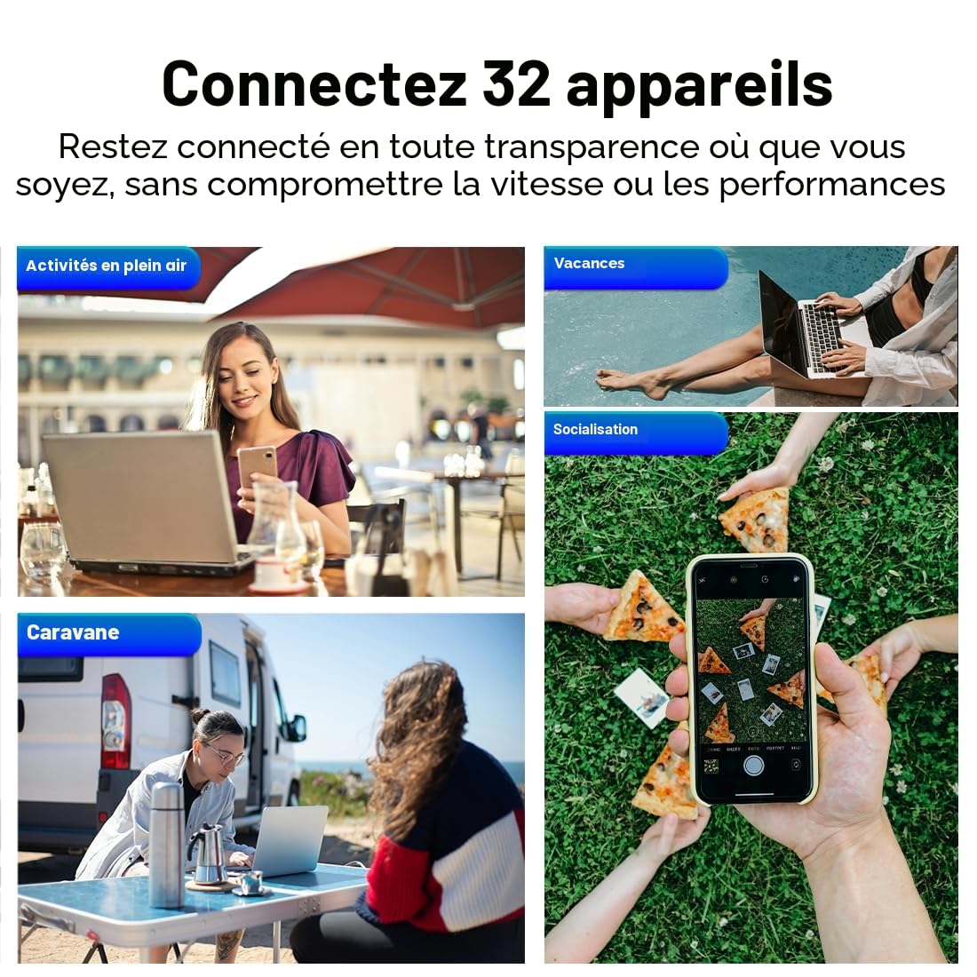 ZTE U10S Pro Wi-Fi 6 GHz Wi-Fi 4 Routeur 4G+ LTE 32 appareils 10 heures de batterie globale 2,4 GHz 5 GHz Blanc