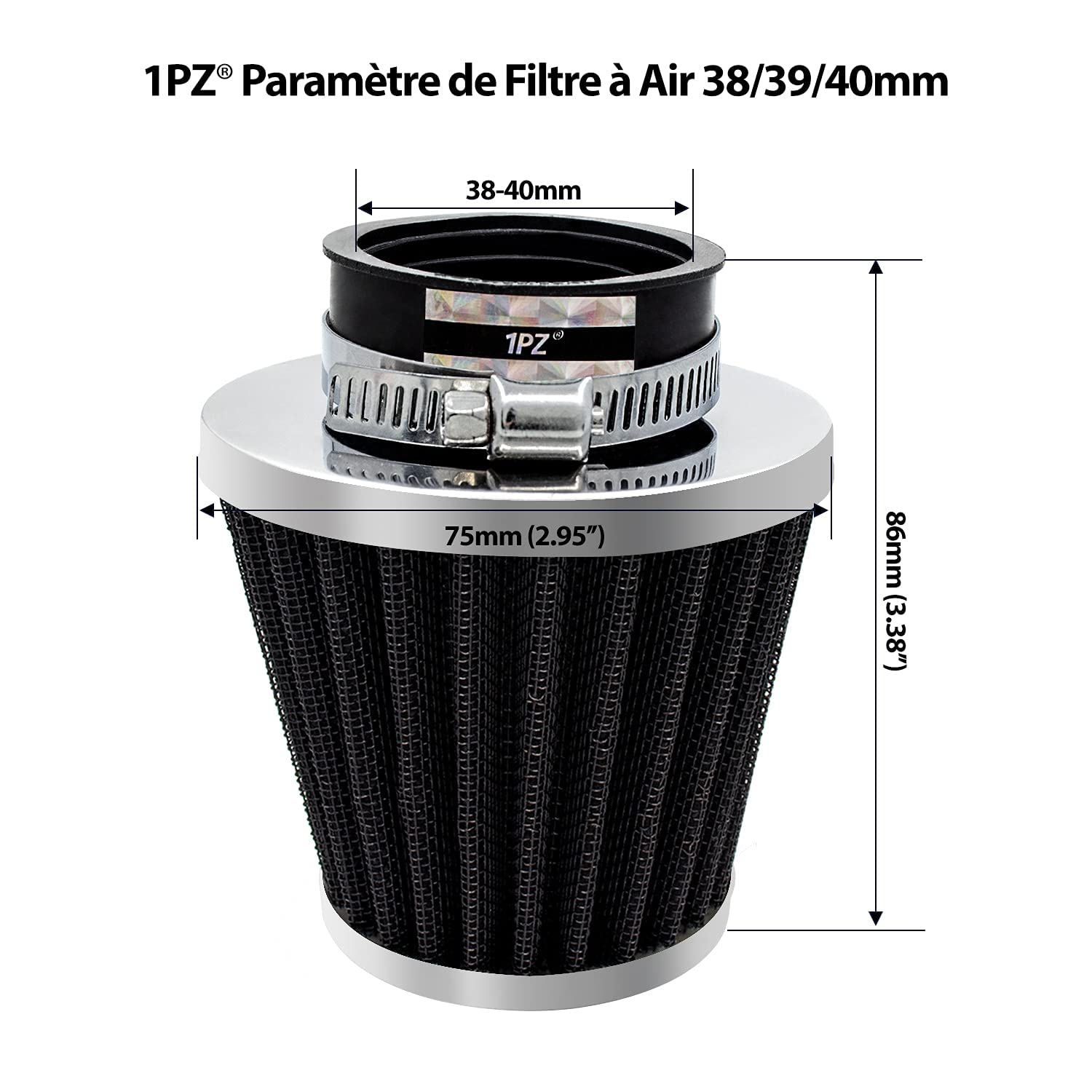 F02FA1 38mm 39mm 40mm Filtre à air moto universel conique rond cône kit F02FA1 38mm 39mm 40mm Filtre à air moto universel conique rond cône kit