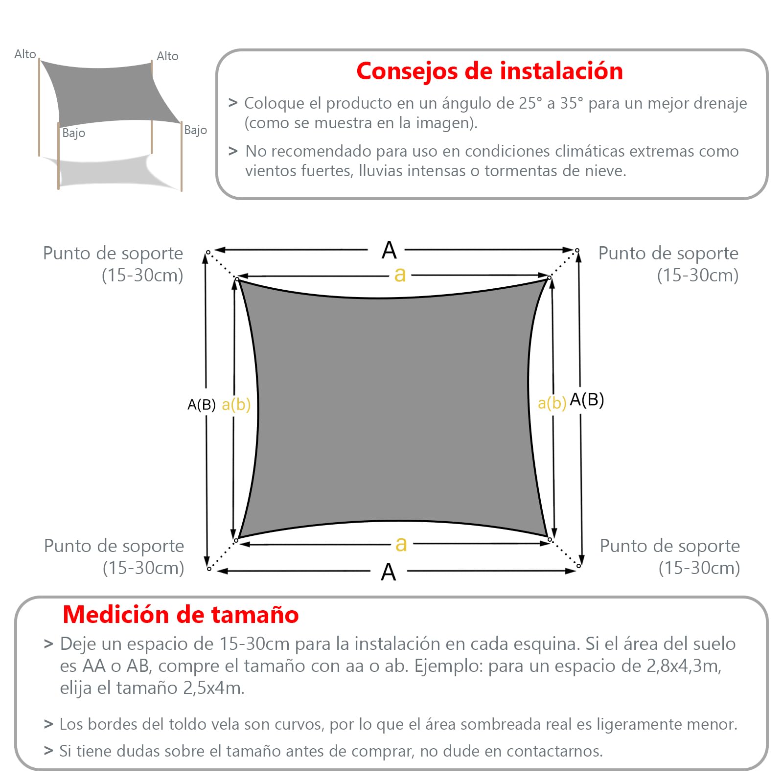 UMI Toldo Vela de Sombra Impermeable 3x3m Cuadrado Protección UV 95% para Terraza Jardín Patio Exteriores - Color Crema