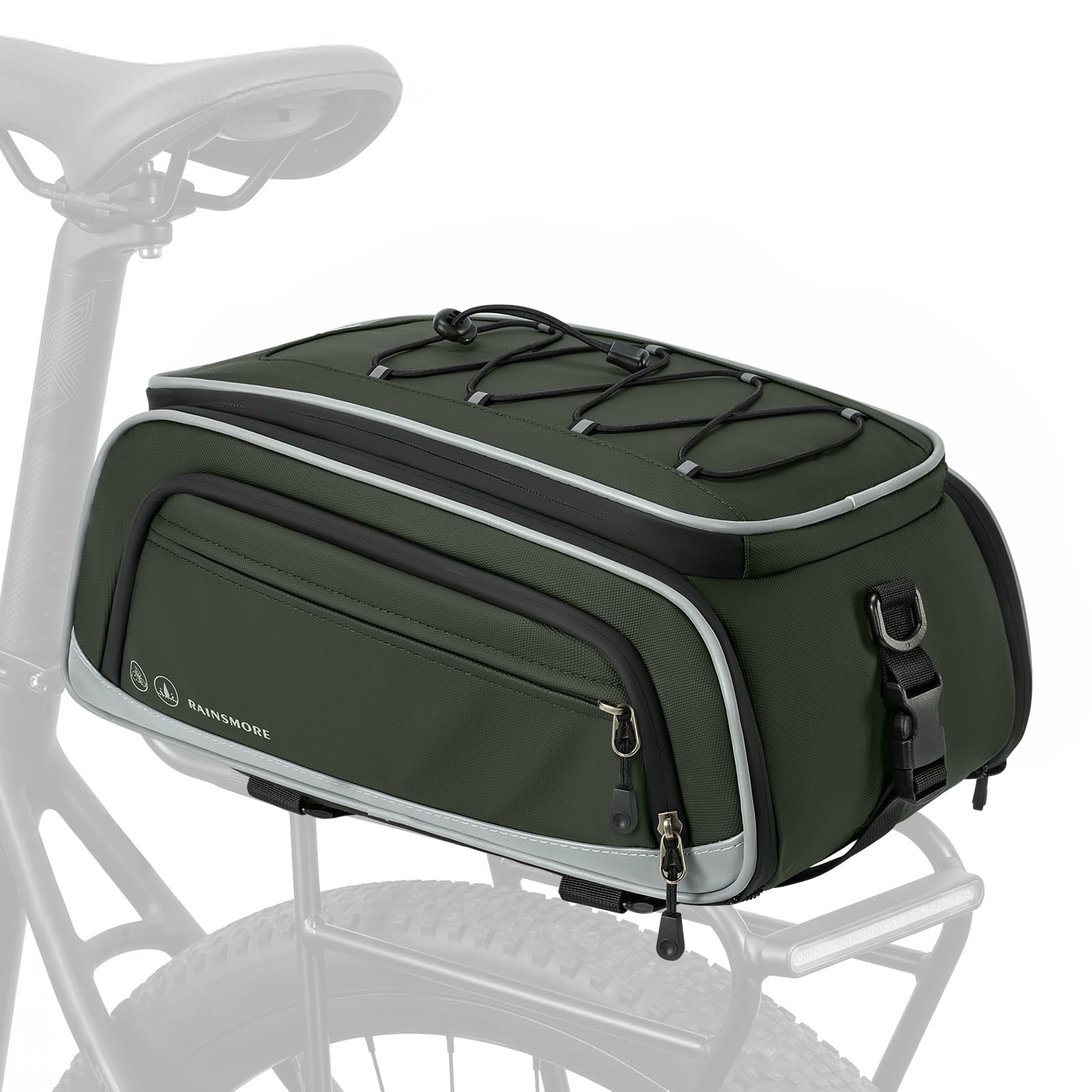 RAINSMORE Fahrradtaschen für Gepäckträger 15L-23L Erweiterbar Wasserdicht Fahrradtasche Hinten mit Reflektierend Regenschutz Fahrrad Gepäckträgertasche für E-Bike Pendler Freizeitradfahren