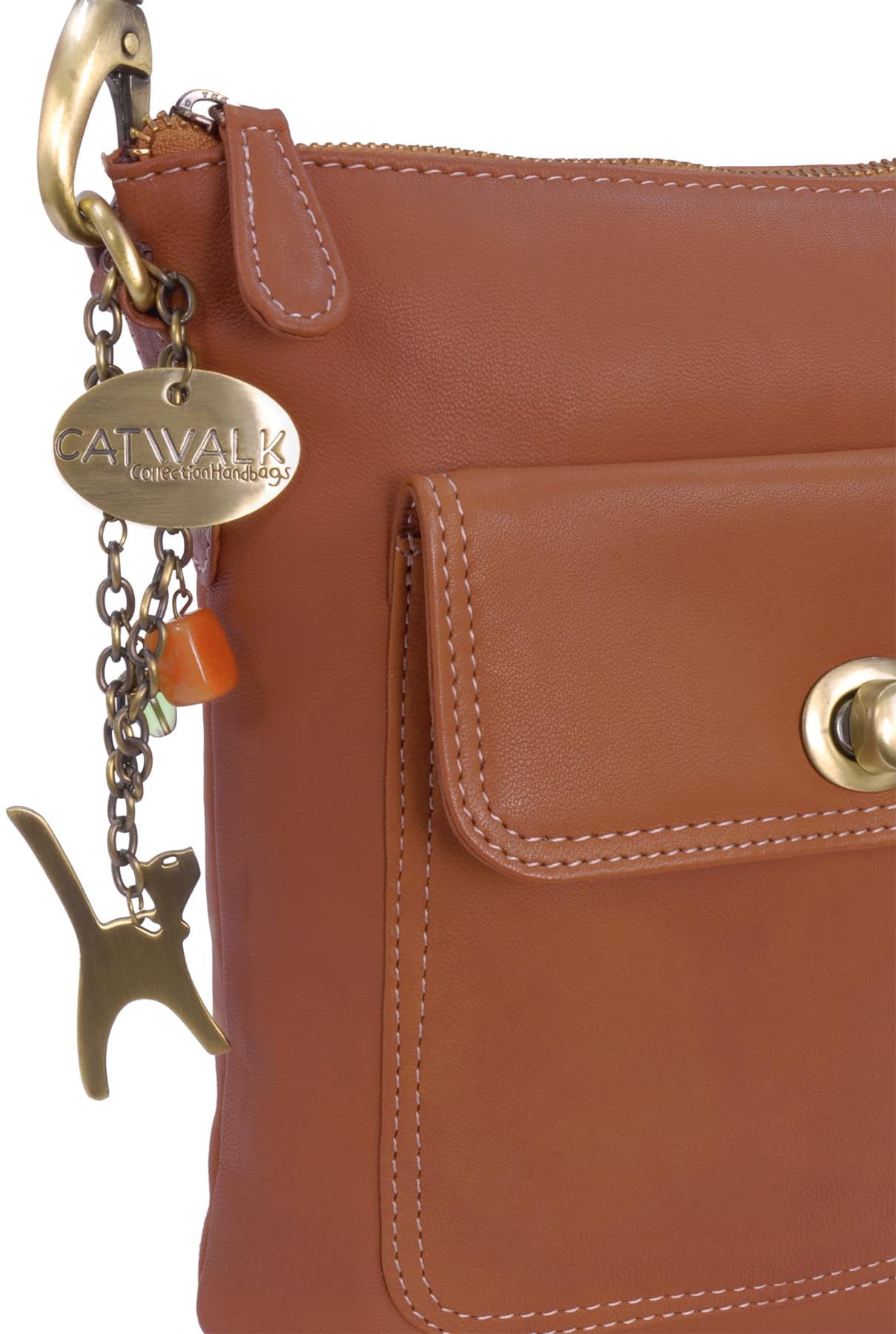 Catwalk Collection Handbags - Bolso Bandolera Pequeño de Piel Auténtica - Bolsito Mujer - Bolso de Mano con Correa Ajustable - Laura