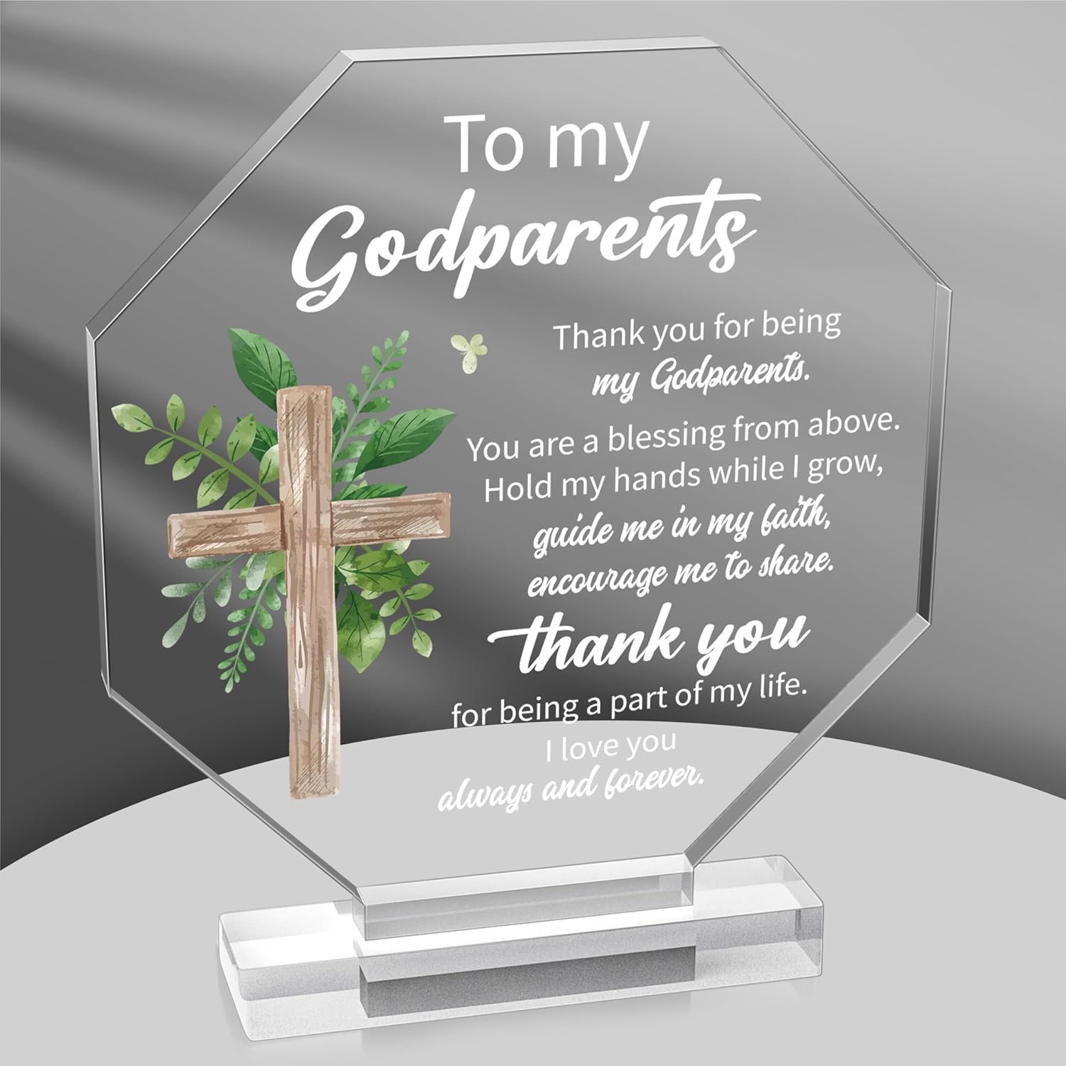 Yopyame Acrylic Gift Godparents Gift for Women Thank You for Being My Godparents