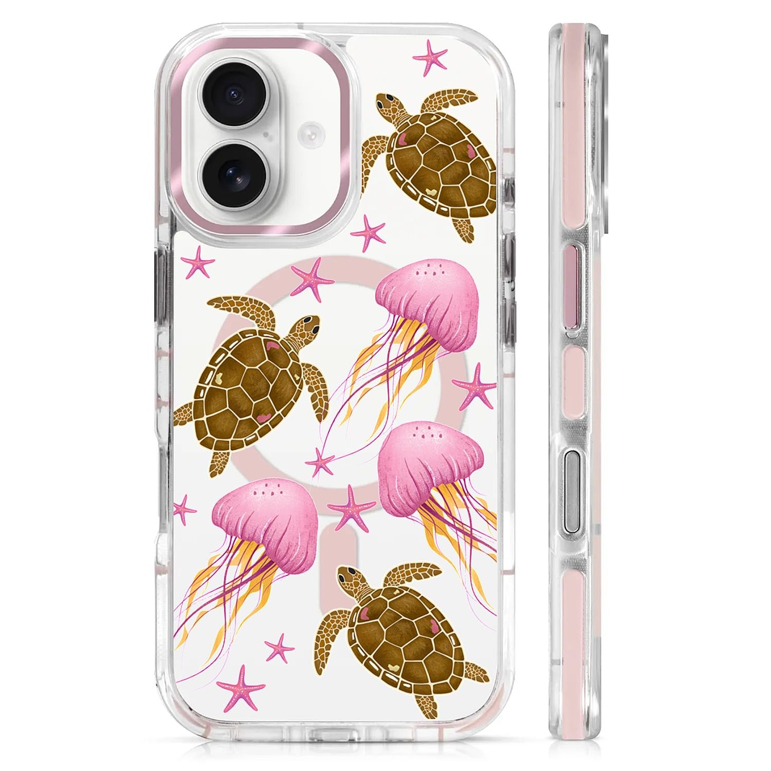 Coque iPhone 17 transparente magnétique VisEnt Méduse Rose - 8