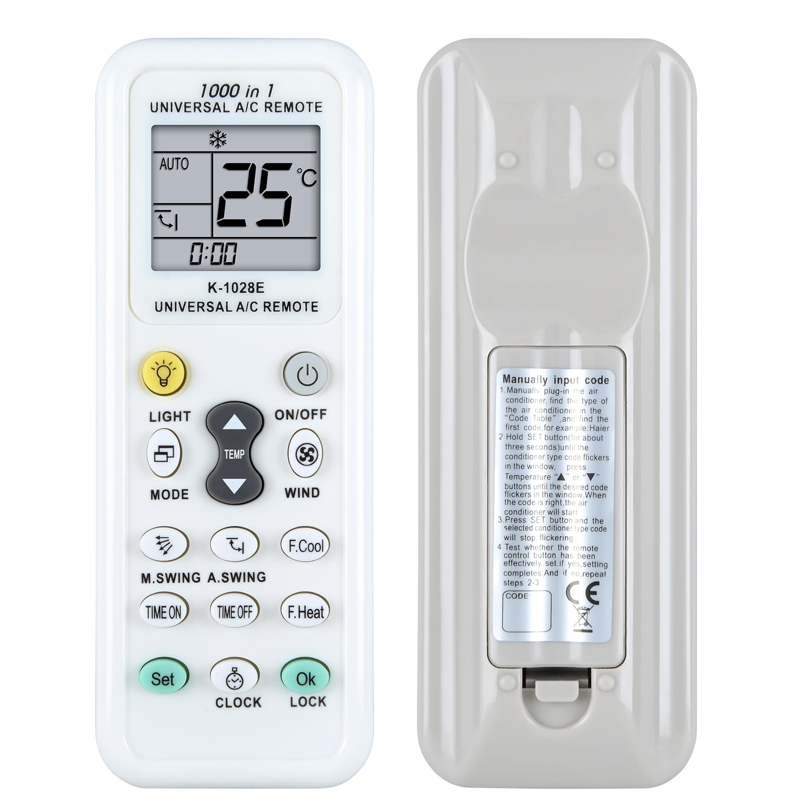 PZL New K-1028E Universal AC Replacement Remote Control for Haier/LG/Sharp/Gree/Midea/Hitachi/Panasonic/Bosch/Toshiba/Sanyo Air Conditioner, 1000 in 1 A/C Remote Control