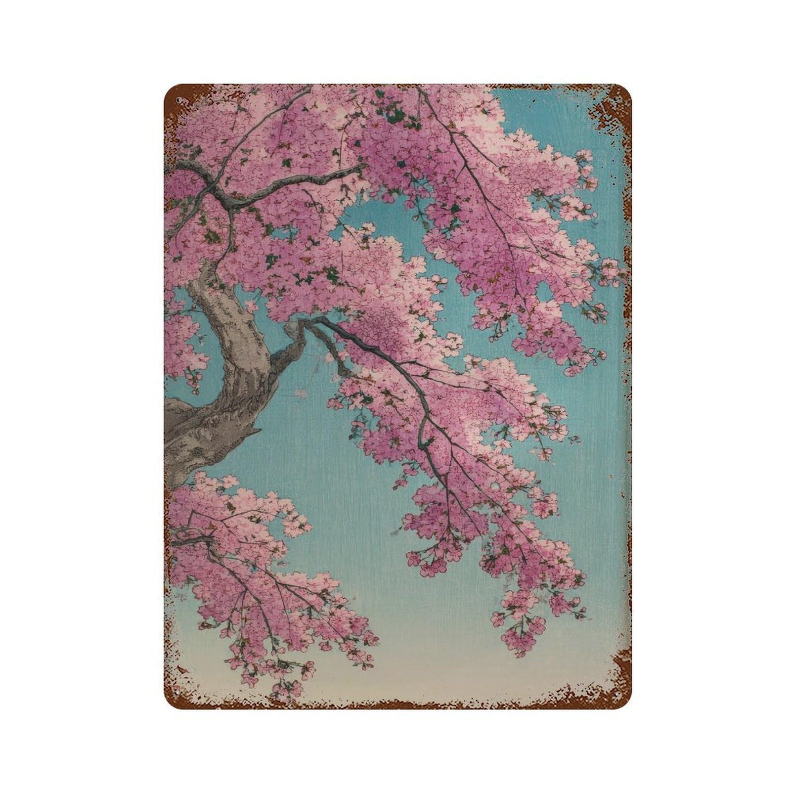 xiaoxiaoshen Cherry Blossom. Traditional Japanese Ukiyo Wall Decor Art Metal Tin Poster Modern Home Decor Art Home Bar Shop Decorations Vintage Sign 40x30cm