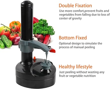 Electric Potato Peeler with 23 Replacement Blades Rotato Express Stainless Steel Automatic Rotating Fruits Fruit Potato Peeler Vegetables Cutter Apple Paring Machine Kitchen Peeling Tool