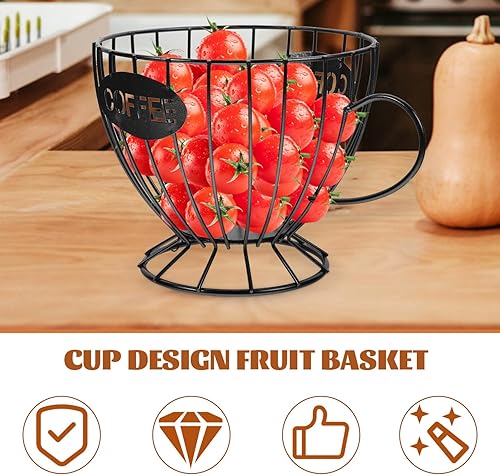 Miniatura 3 de Cabilock Cesta de café de alambre de capacidad para almacenamiento, diseño elegante para uso doméstico y café para bolsas de café, aperitivos