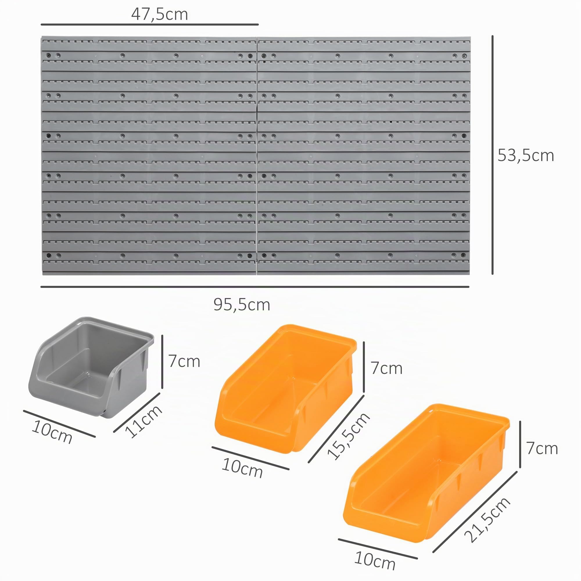 DURHAND Organizador de Herramientas de Pared 44 Piezas Gris y Naranja