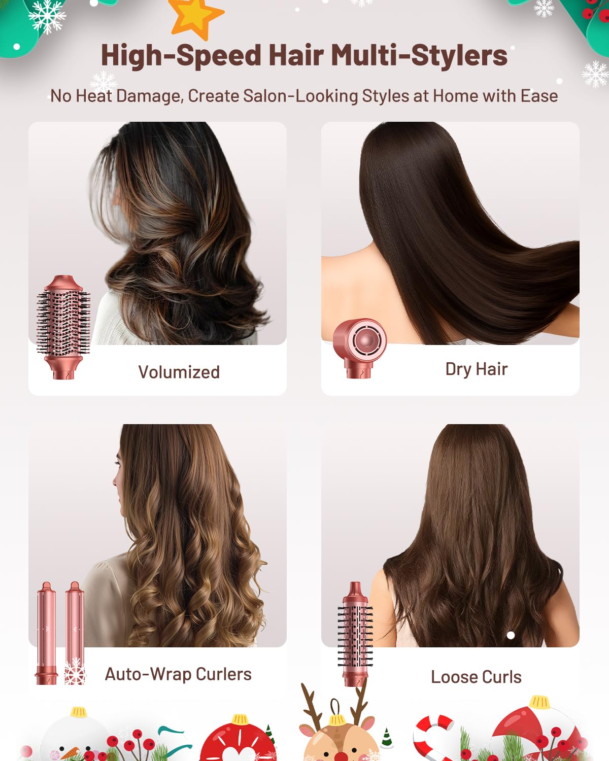 HITTIONA 5 en 1 Air Styler Cepillo Secador, Secado Rápido, Sin Frizz, Volumisation, Bolsa Regalo