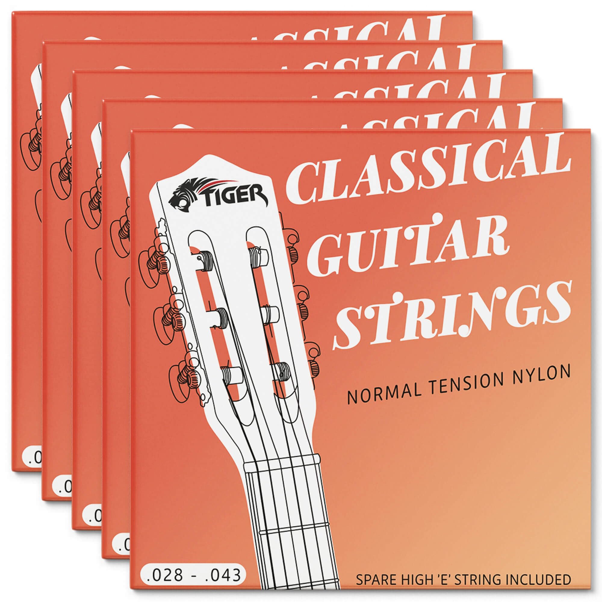 Tiger Classical Nylon Guitar Strings - Pack of 5 Sets