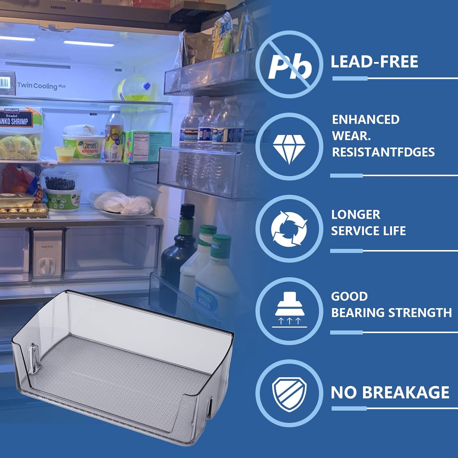 DA97-21912A DA63-11219A Refrigerator Door Shelf Bin Compatible with Samsung, Replace AP7022676 PS16624066 EAP16624066