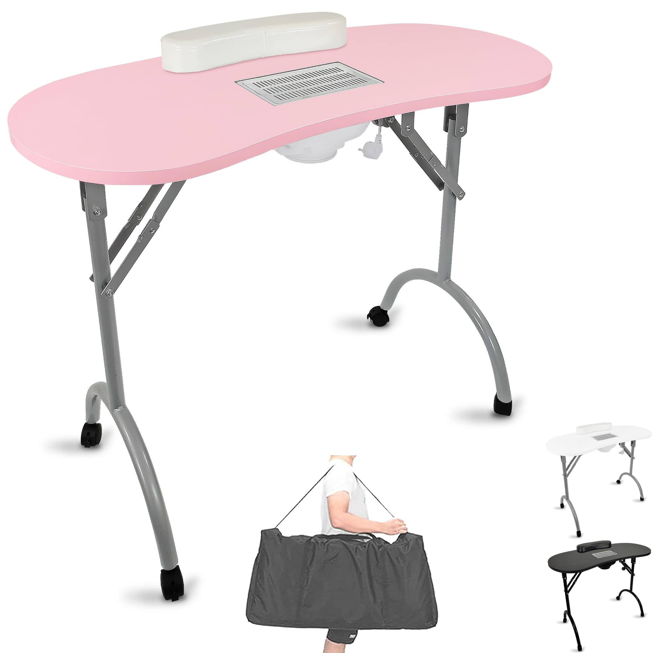 Beltom Maniküretisch mit Absaugung Nageltisch 12 kg 98 x 44 x 77 cm Pink