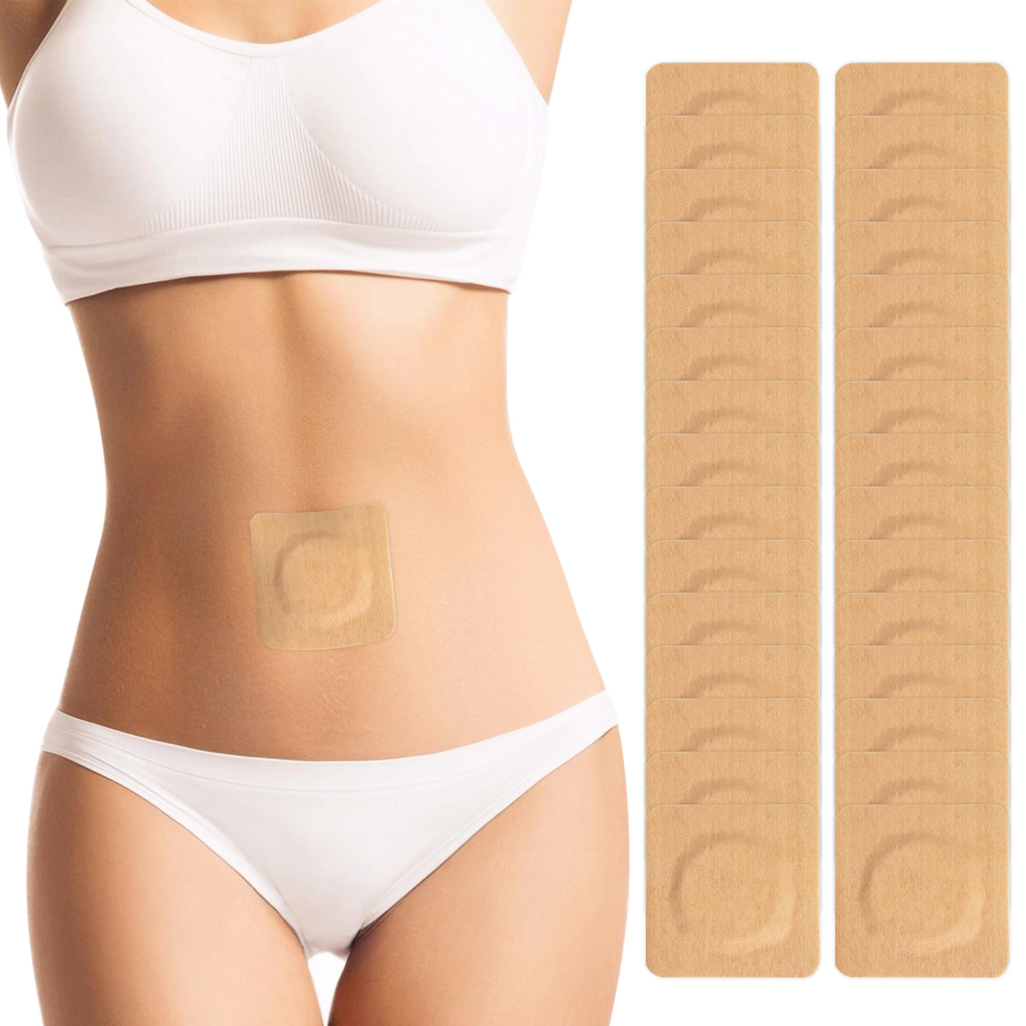 ZINGTEEA 30Pcs Self-Adhesive Castor Oil Pack Wrap for Belly,Disposable Highly Absorbent Organic Cotton Castor Oil Packs,No Wash,Anti-Seepage ((Oil Not Included)