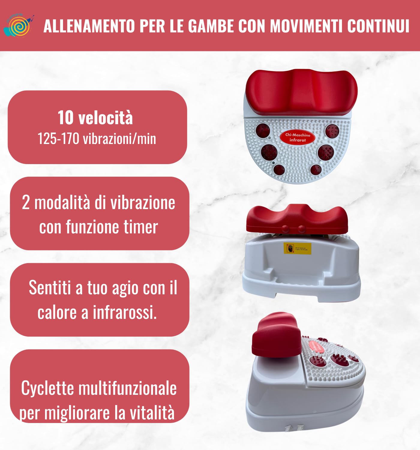 CHI-ENTERPRISE Massaggiatore Vitalstar Chi con calore a infrarossi e massaggio a zone riflesse per i piedi, con timer e telecomando - relax e vitalità