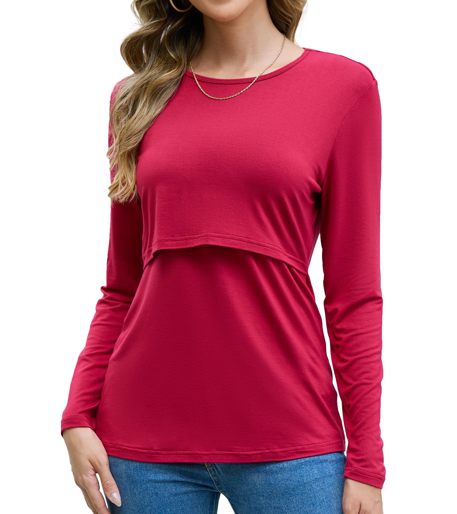 Sosolism Haut d'allaitement pour Femmes Tops Allaitement à Manches Longues Tshirt d'allaitement Doux pour Le Postpartum