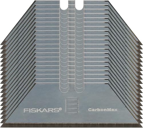 Fiskars Pro CarbonMax - Cuchillas de cuchillo utilitario de 34 pulgadas, cuchillas de repuesto hechas con acero al carbono, paquete de 20
