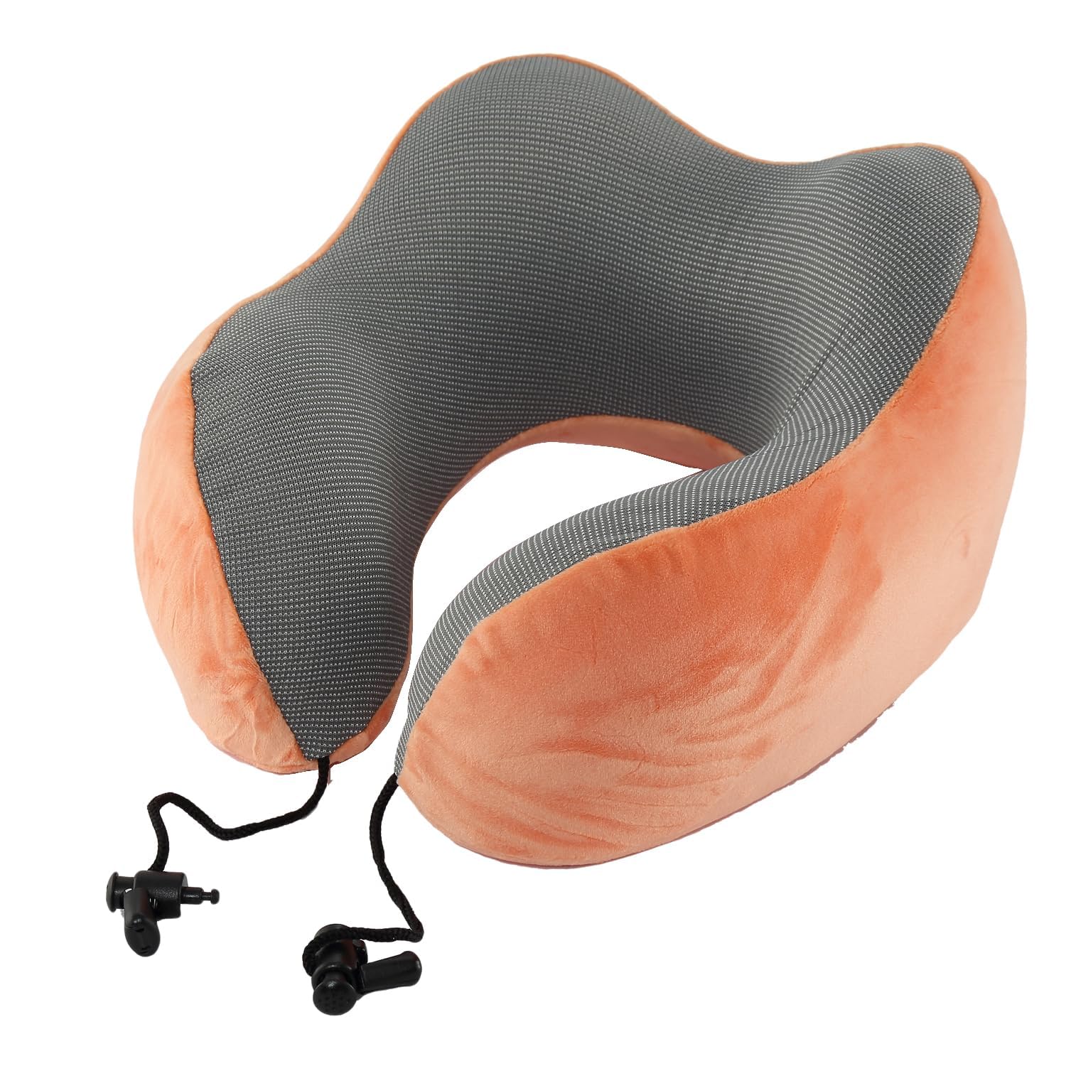 PRIME PICK Extra Soft Memory Foam Luxury Travel Neck Pillow with Head Support for Airplane, Car, Train, Bus and Home Light Weight & Easy to Carry (Orange, Pack of 1)