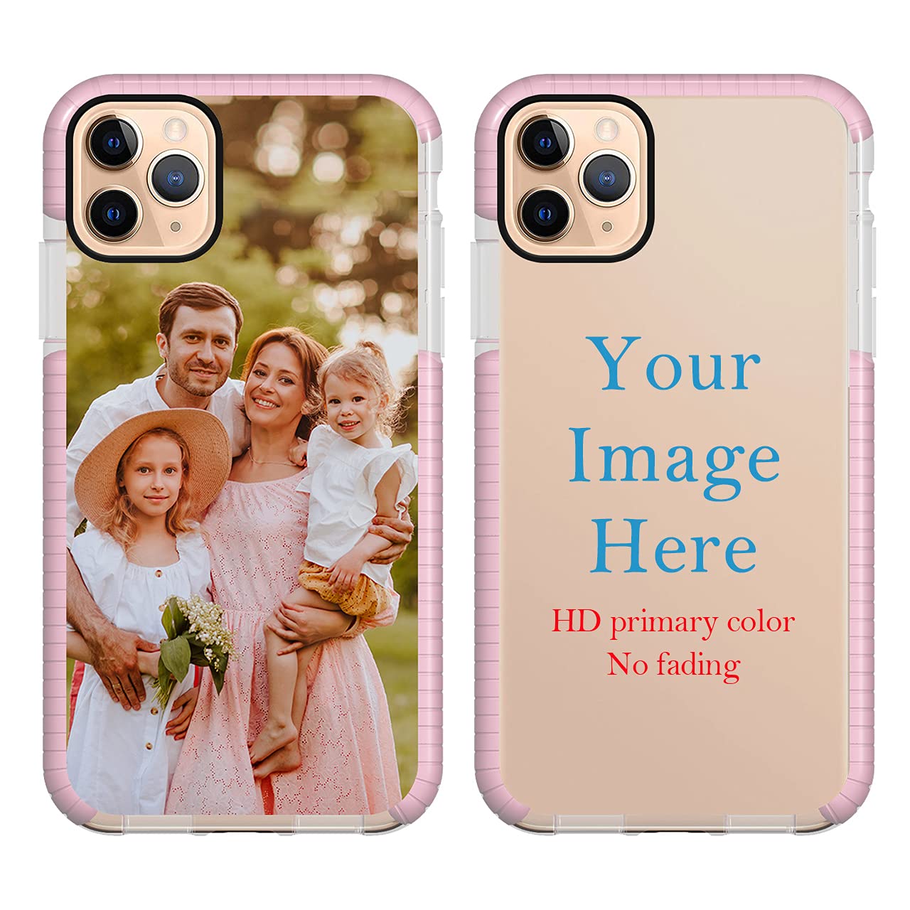 YahCase Personalized Phone Case For Apple iPhone 11 Pro Max Custom Customized Photo Text Name Phone Cover Anti-Scratch Shock-Resistant Impact Soft Protective Pink TPU Phone Cases