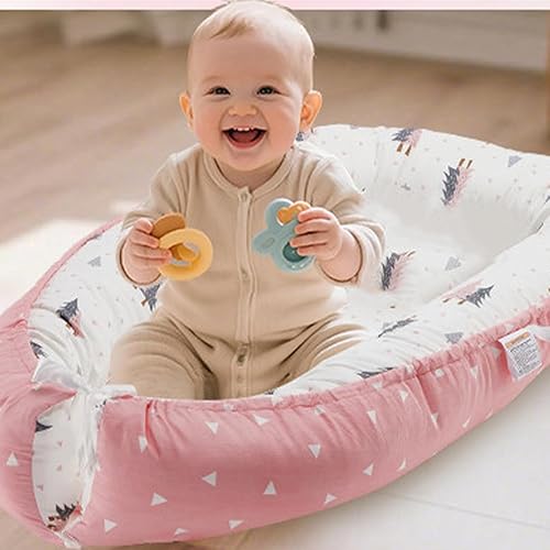 Miniatura 8 de Tumbona para bebé de algodón recién nacido, nido de bebé para dormir en cama con asas, tumbona para recién nacido, tamaño ajustable y cremallera