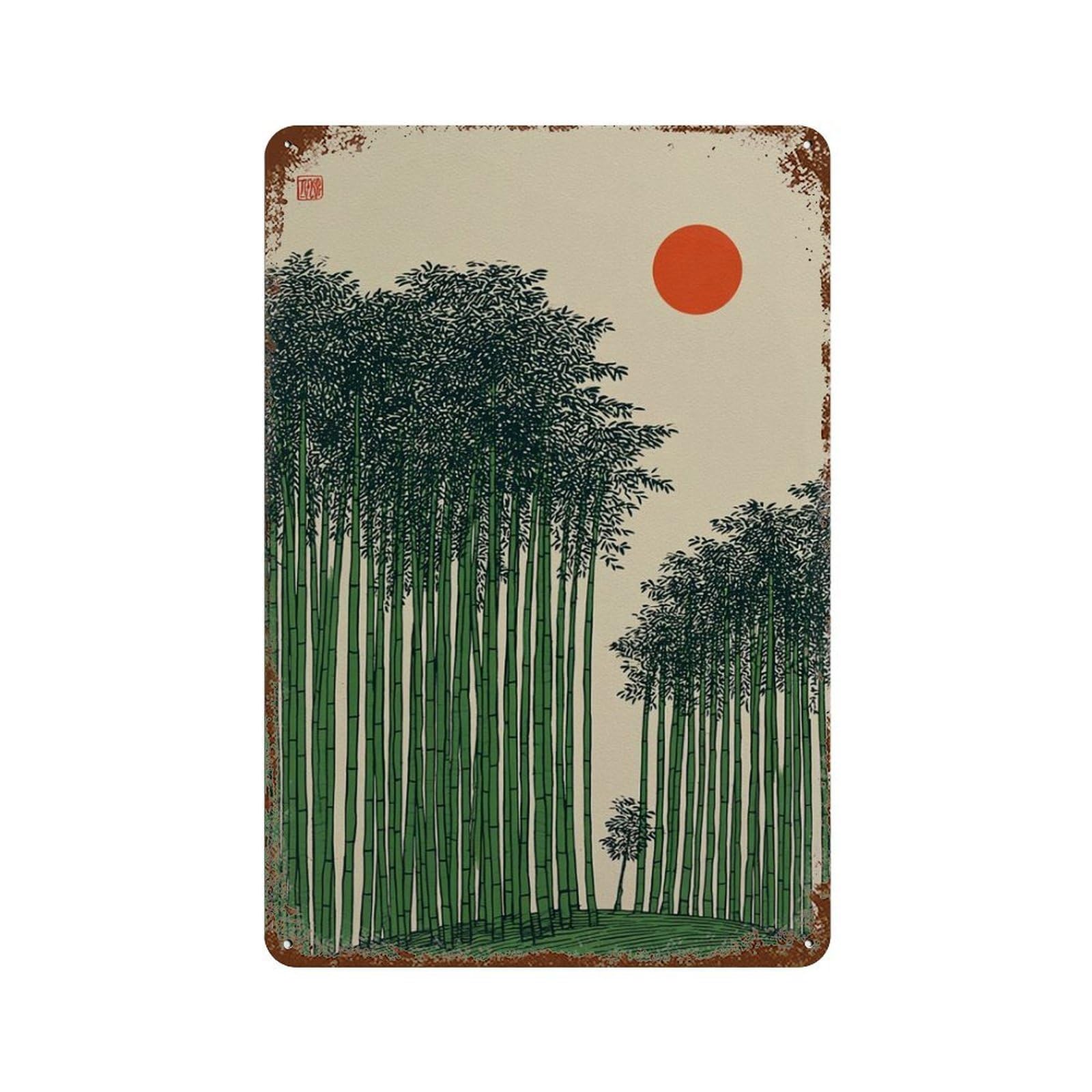xiaoxiaoshen Bamboo Forest Japanese Nature Minimal Botanical Zen Green Landscape (2) Wall Decor Art Metal Tin Poster Modern Home Decor Art Home Bar Shop Decorations Vintage Sign 30x20cm