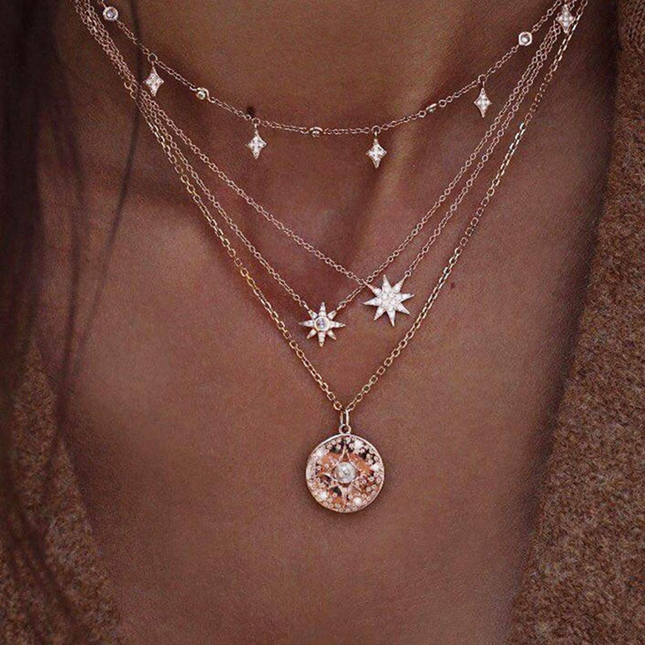 Buy Neckless for Women Rhinestones Gold 