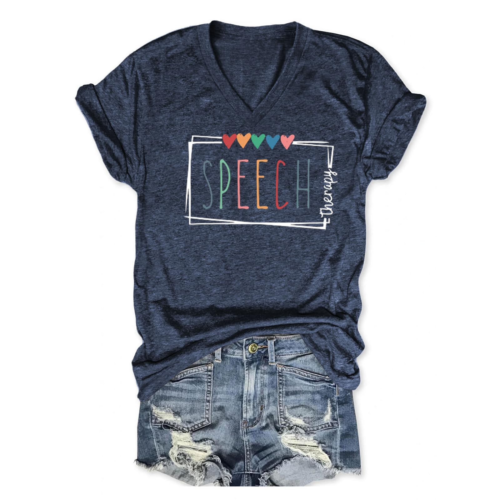 GVABRLNSpeech Therapy Shirt Womens V Neck T Shirts SLP Graphic Tees Speech Language Pathologist Tshirt Summer Short Sleeve Tops