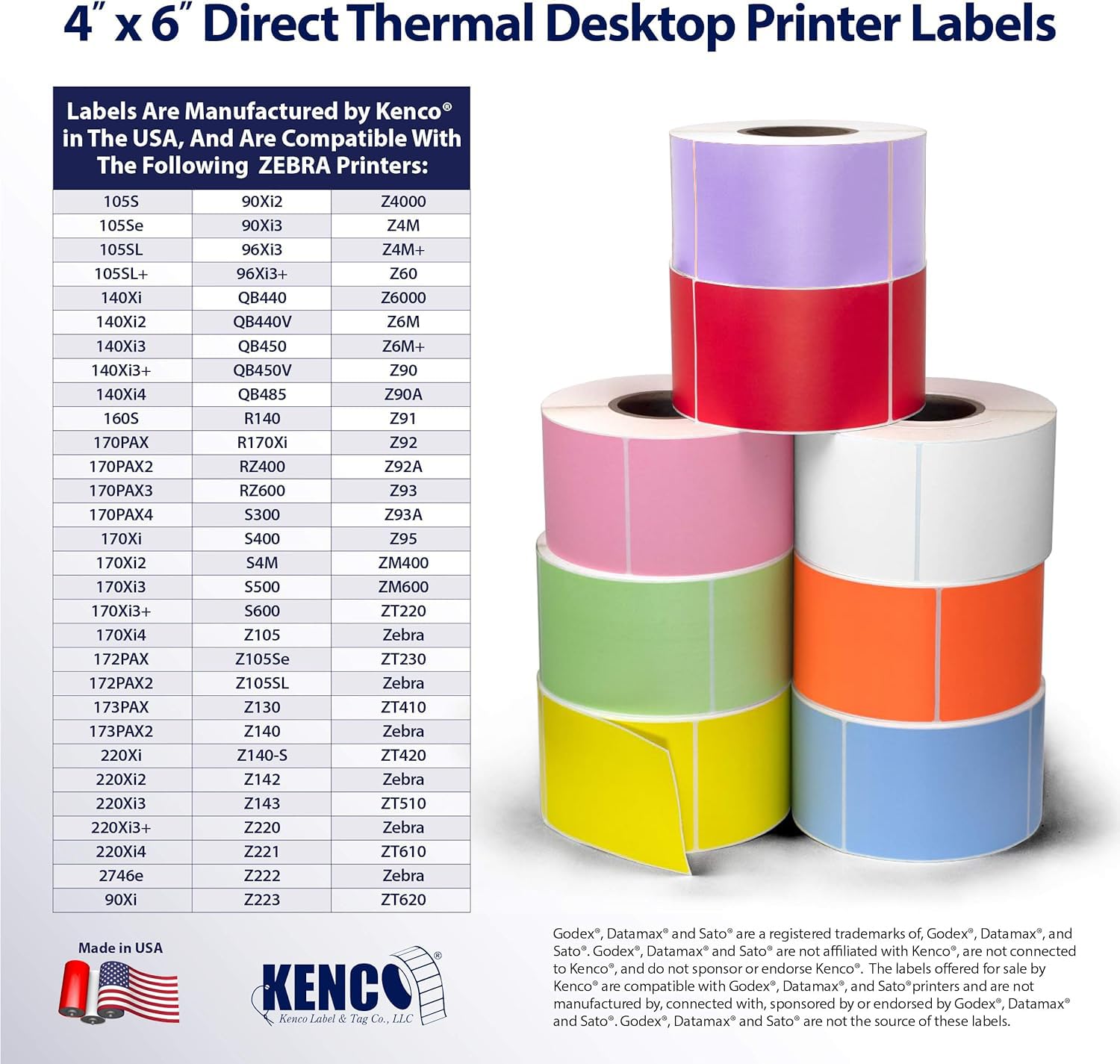 Étiquettes autocollantes perforées thermiques directes de 10,2 x 15,2 cm pour étiquettes d'expédition, inventaire et code couleur – 1 000 par rouleau, noyau de 7,6 cm – Compatible avec Zebra, Datamax,