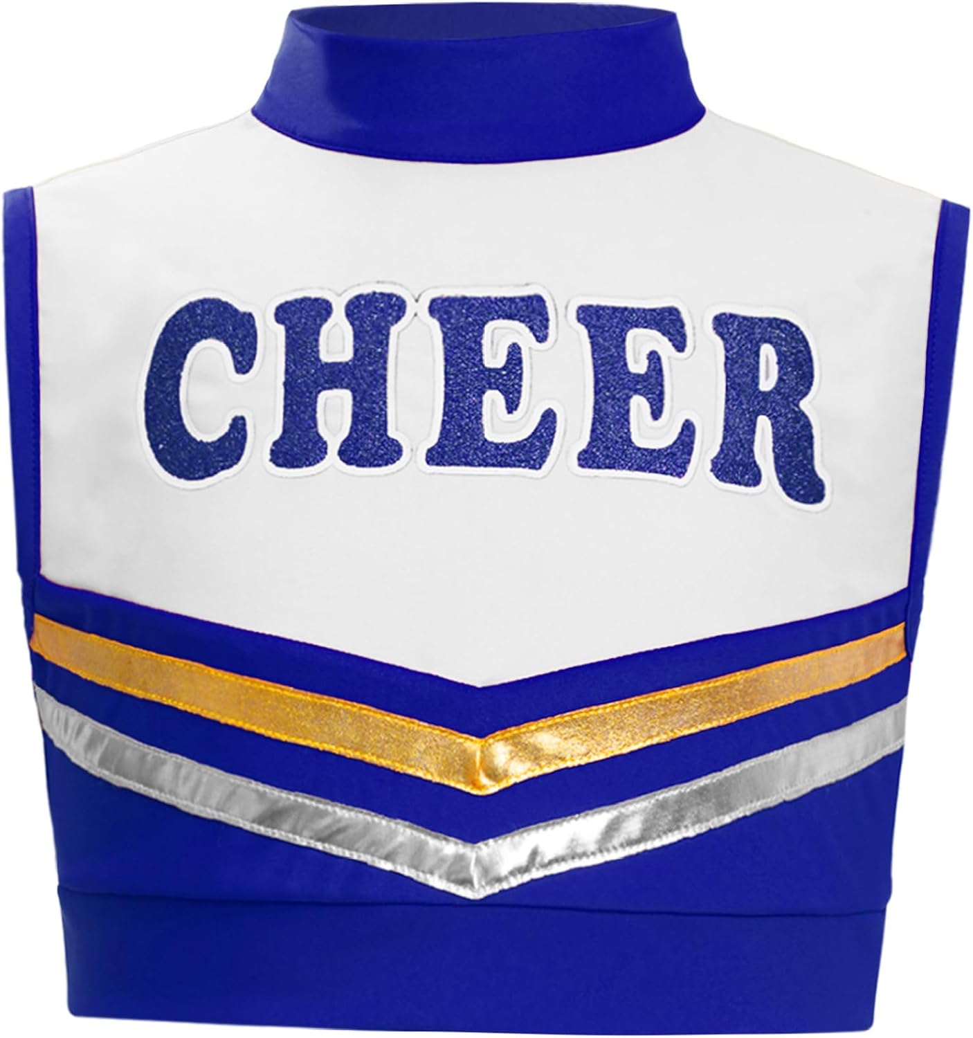 Kids Girls Cheerleading Crop Top Dance Cheer Uniform Shirt Sleeveless Mock Neck Sports Top