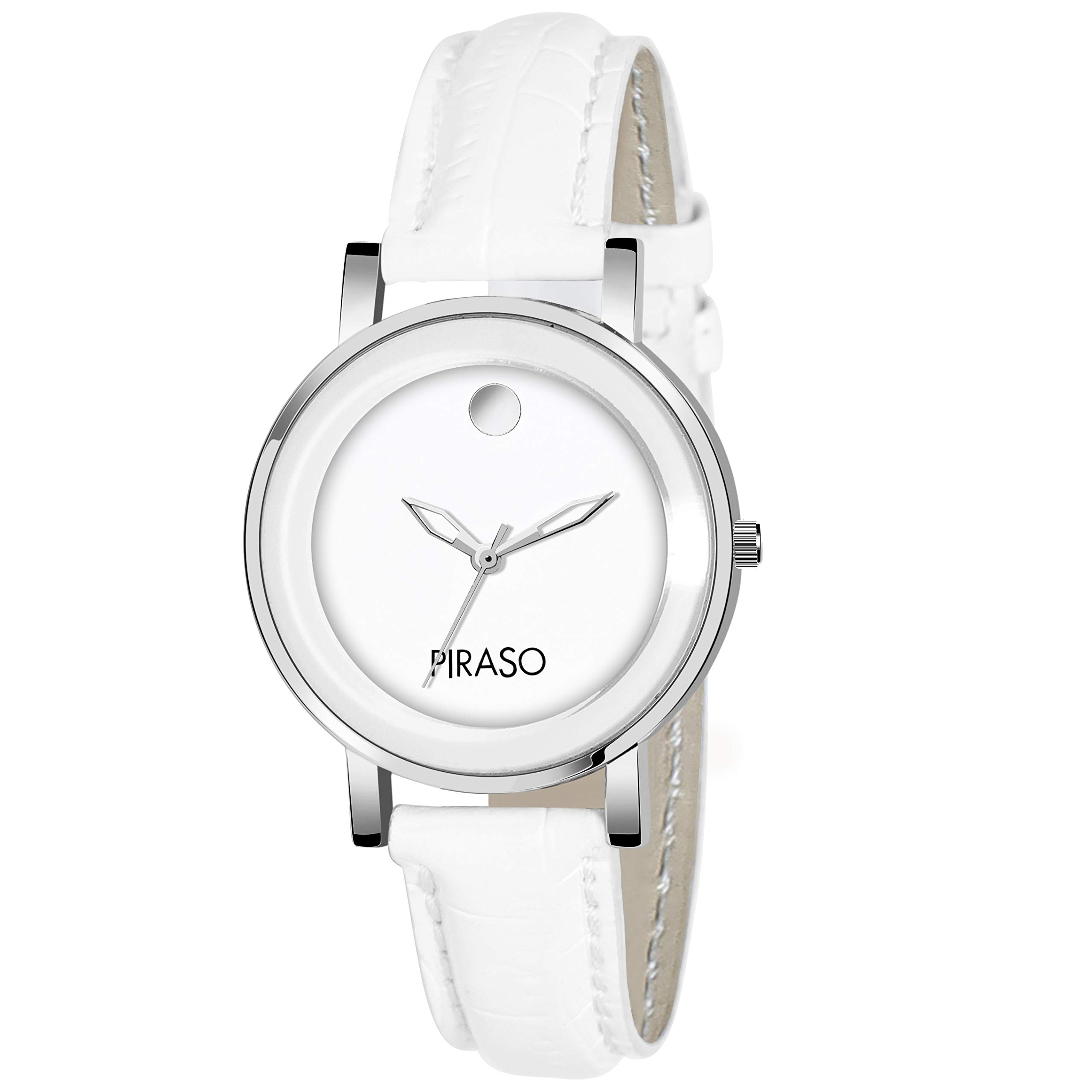 PIRASO Analogue Womens Watch(White Dial Leather Colored Strap) (B08BCN51B9) Amazon Price History, Amazon Price Tracker