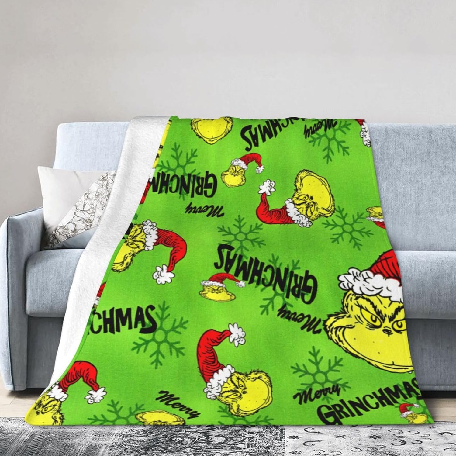 Gagama Green Funny Throw Blanket Cartoon Holiday Throw