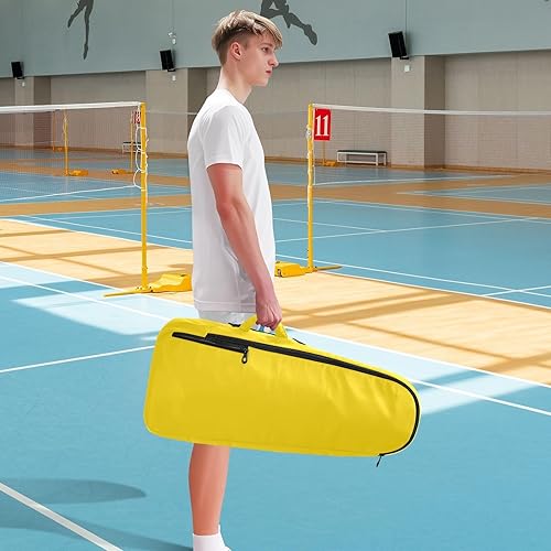 Miniatura 8 de Bolsa de raqueta de bádminton para tenis, impermeable, color verde lima, liso, 2 raquetas, bolsa de tenis, bolsa de gimnasio para mujeres y hombres,