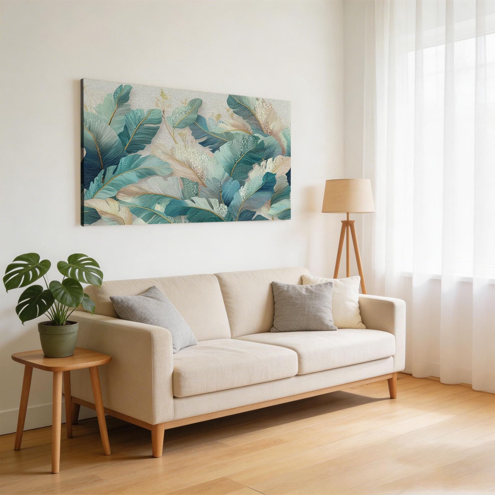 Zapierający dech w piersiach obraz na płótnie z włókniny, akwarela, 120 dł. x 80 W, motyw liści, obraz ścienny do dekoracji ściennej, salonu, sypialni, druk artystyczny, naturalne piękno dla Twojego