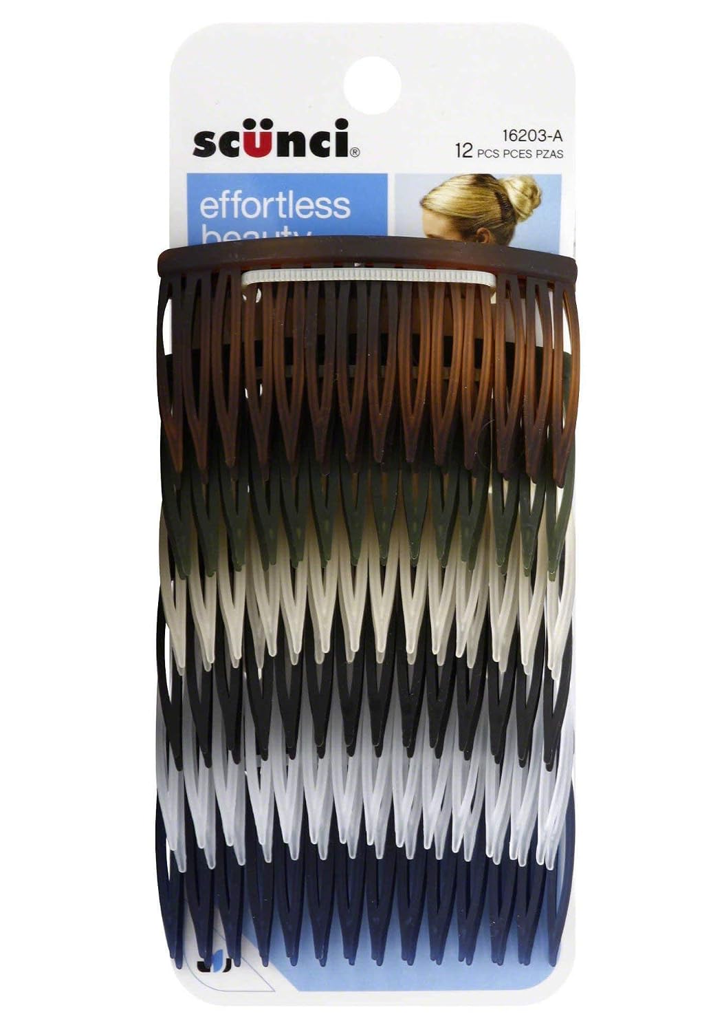 Scunci Effortless Beauty Assorted Side Combs, 12 Count