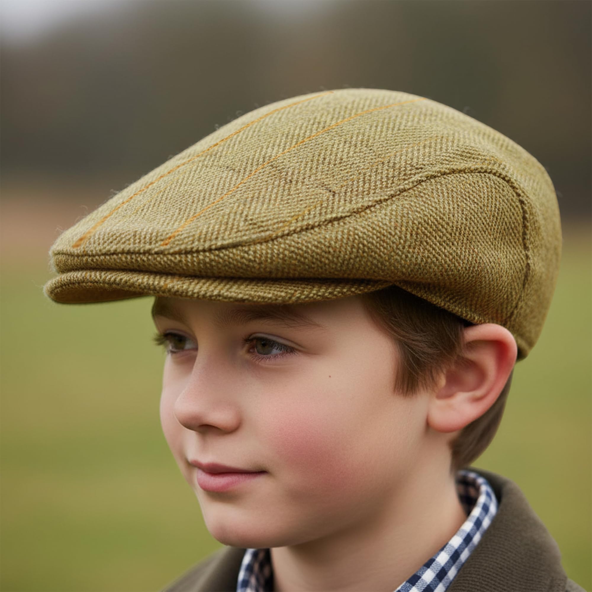 New Childrens Jungen / Mädchen Derby Tweed Flat Cap Teflon Coat ummantelt Hat Größen: 50-54cm