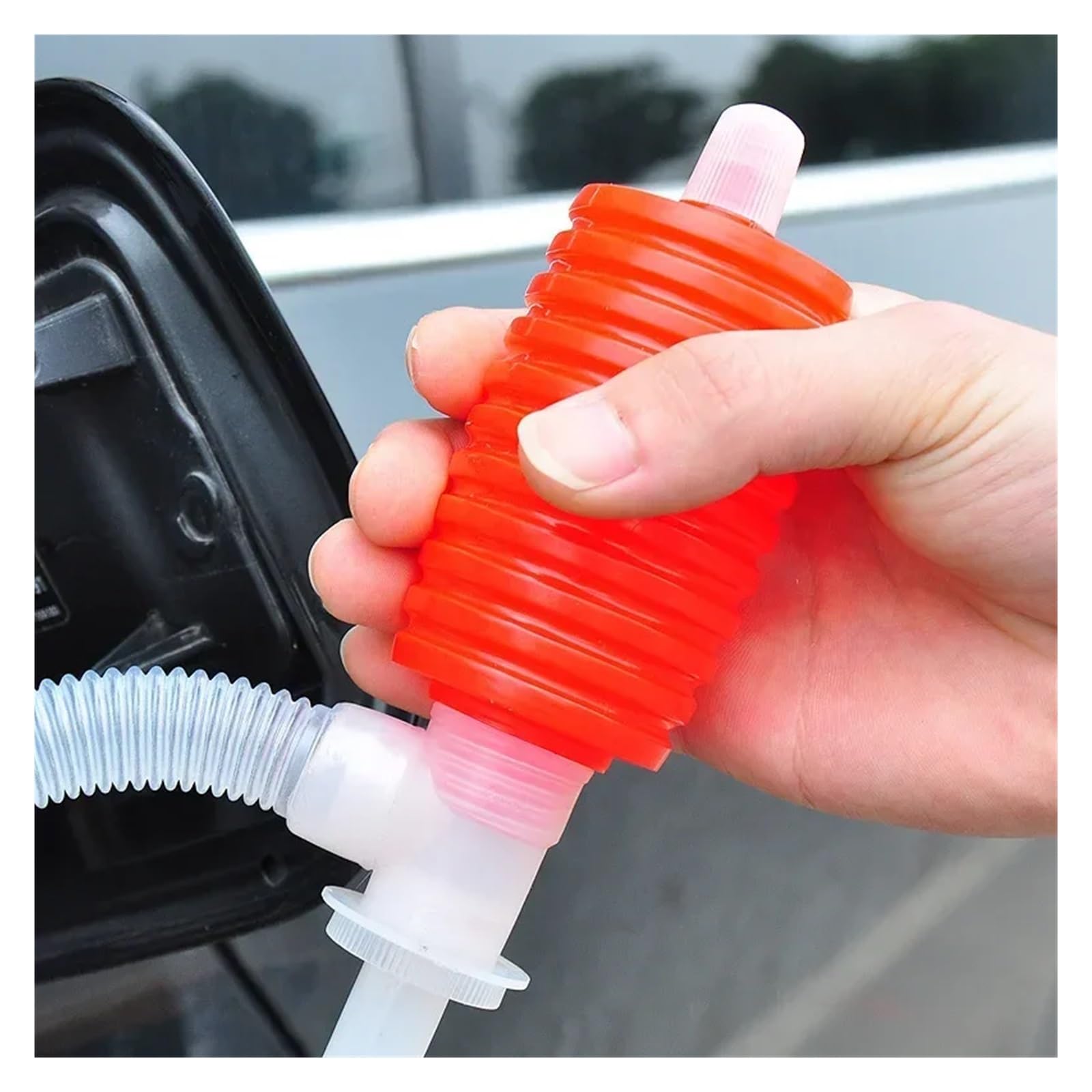 Pompa a tamburo, 2 pezzi, pompa manuale di trasferimento del carburante, sifone a mano, tubo per estrazione olio, per auto, moto e uso domestico, pompa a barile (rosso)