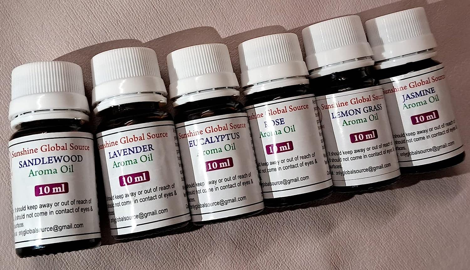 Sunshine Global Source6 In 1 Aroma Oil Pack (Lemon Grass, Lavender, Jasmine, Rose, Eucalyptus, Sandal Wood, 10 ml Each)