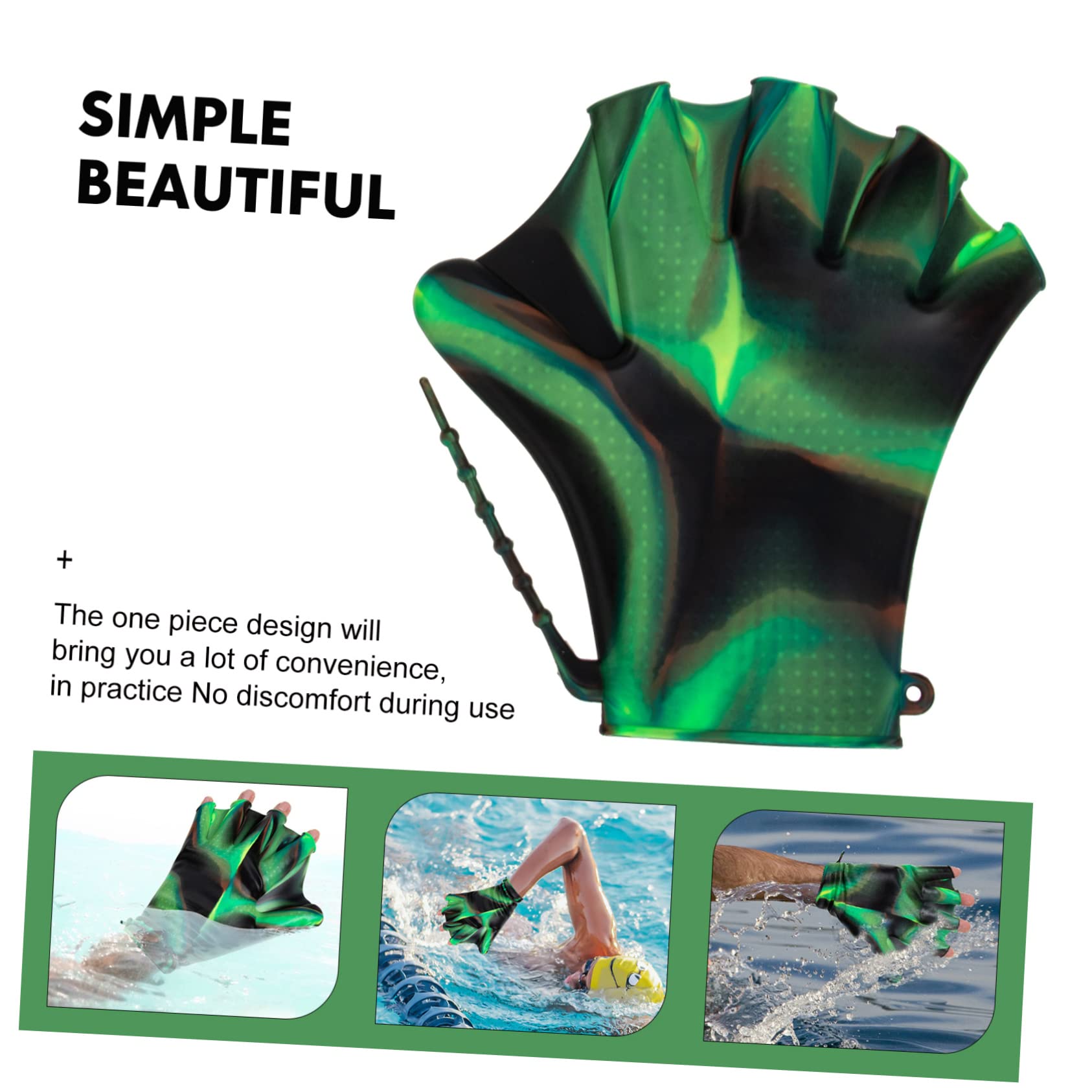 NAMOARLY 1 Pair Silicone Swim Paddles Adjustable Pool Gloves for Diving Training Comfortable Hand Paddles for Swimming