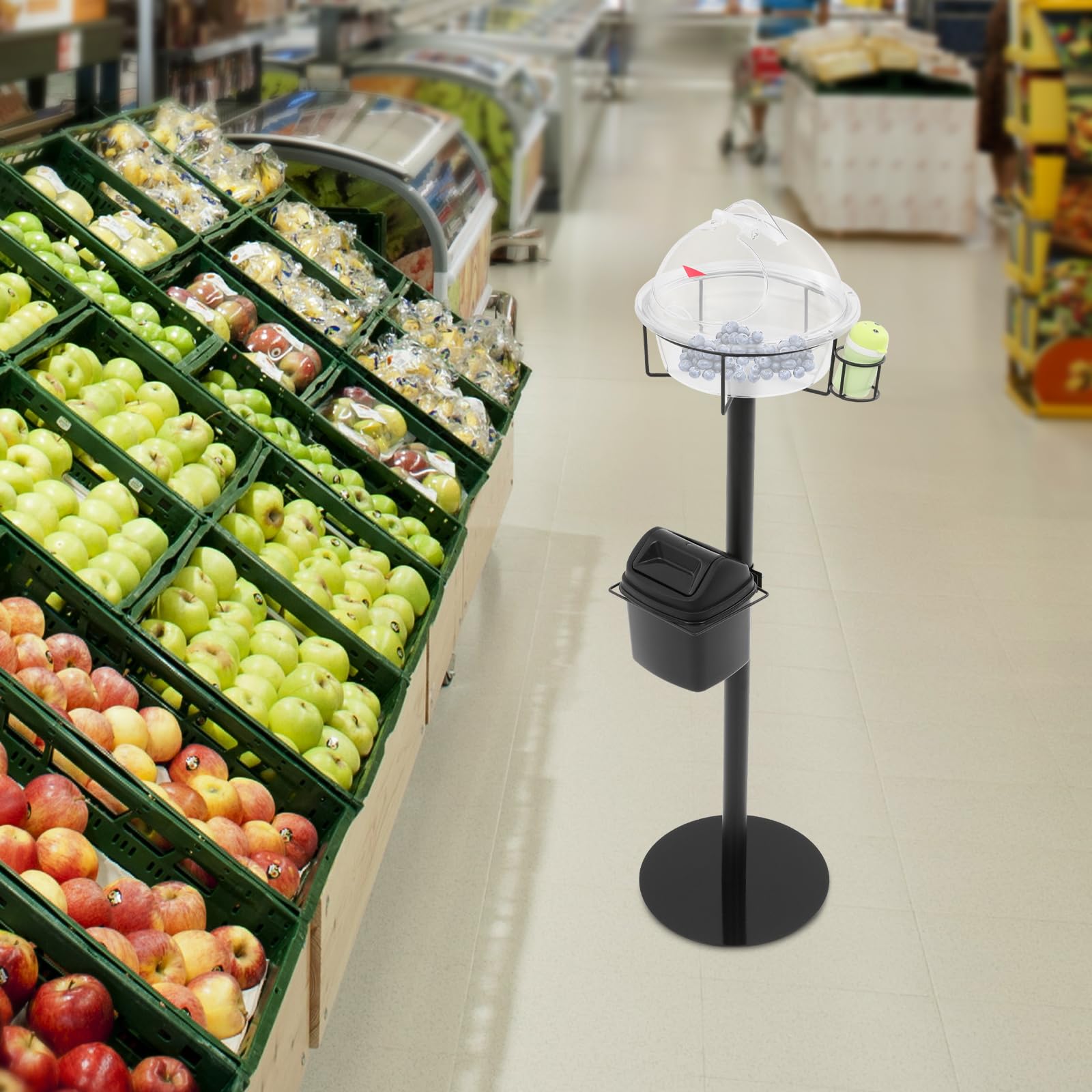 Kreiaoer Sample Stand Stainless Steel Food Demo Display Stand with Toothpick Holder & Trash Bin, 11