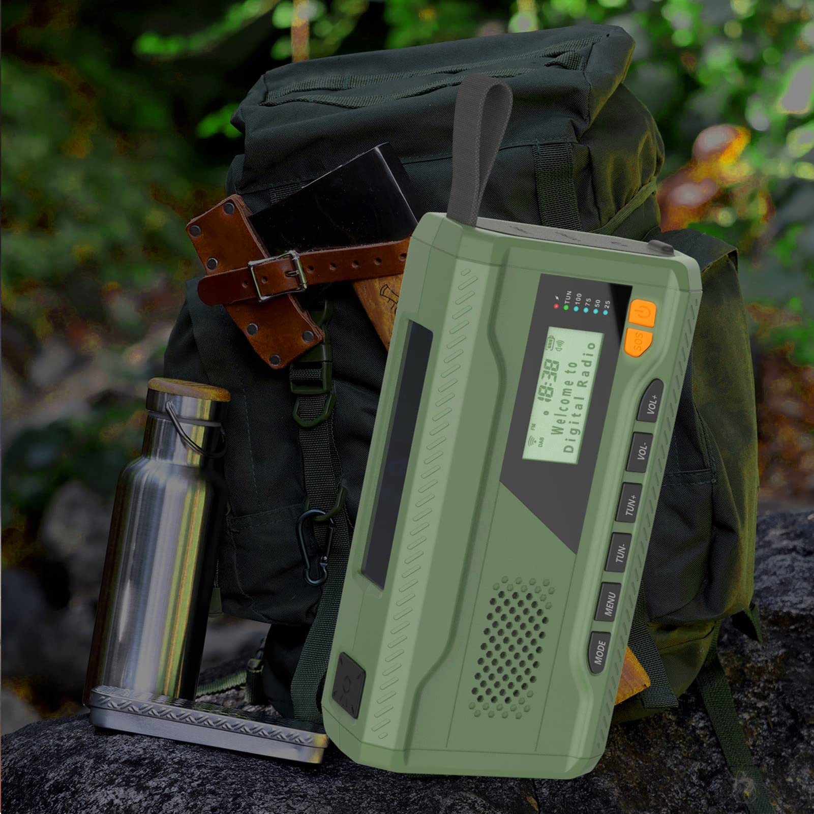Vikye Radio de Manivela de Emergencia, Radio Solar Dab FM BT con Linterna LED, Alarma SOS de 4500 MAh, Radio Meteorológica con Carga USB para Acampar, Senderismo, Emergencia
