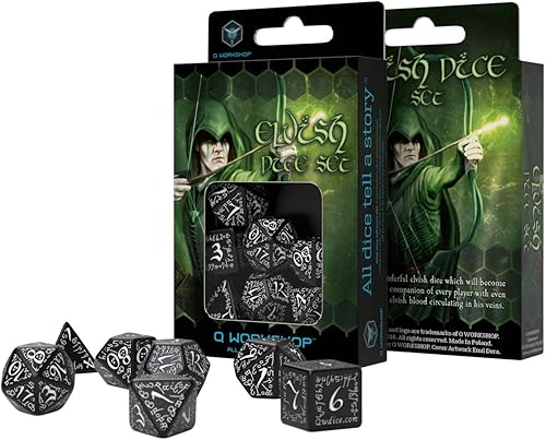 Miniatura 2 de Elven Dados Set BlancoNegro 7 Junta Juego